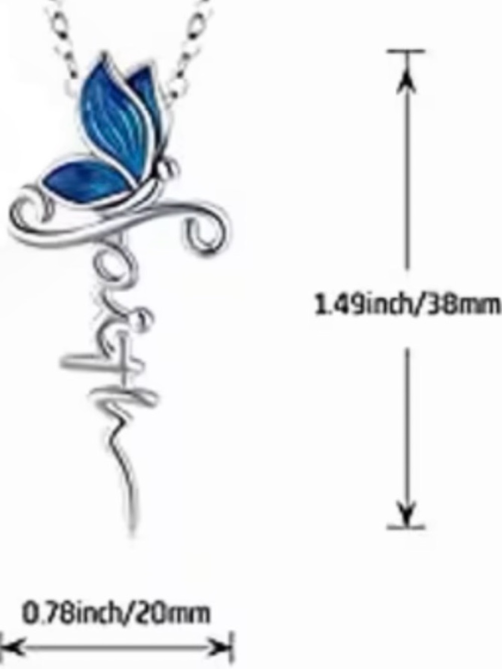NWT GORGEOUSLY DETAILED DAINTY BLUE BUTTERFLY “FAITH” NECKLACE - Picture 2 of 3